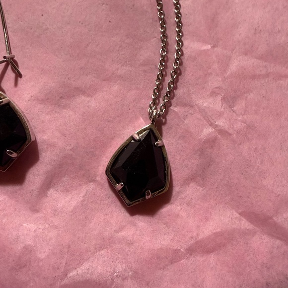 Kendra Scott silver with black stones earrings and necklace set - Picture 3 of 6